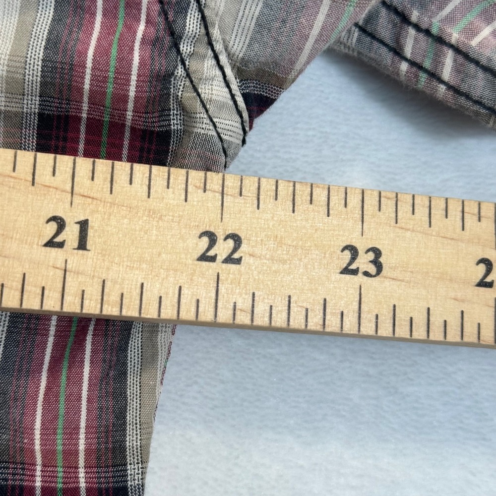 Cowboy Legend Maroon Plaid Western Snap Long Sleeve Shirt Large - Picture 7 of 8